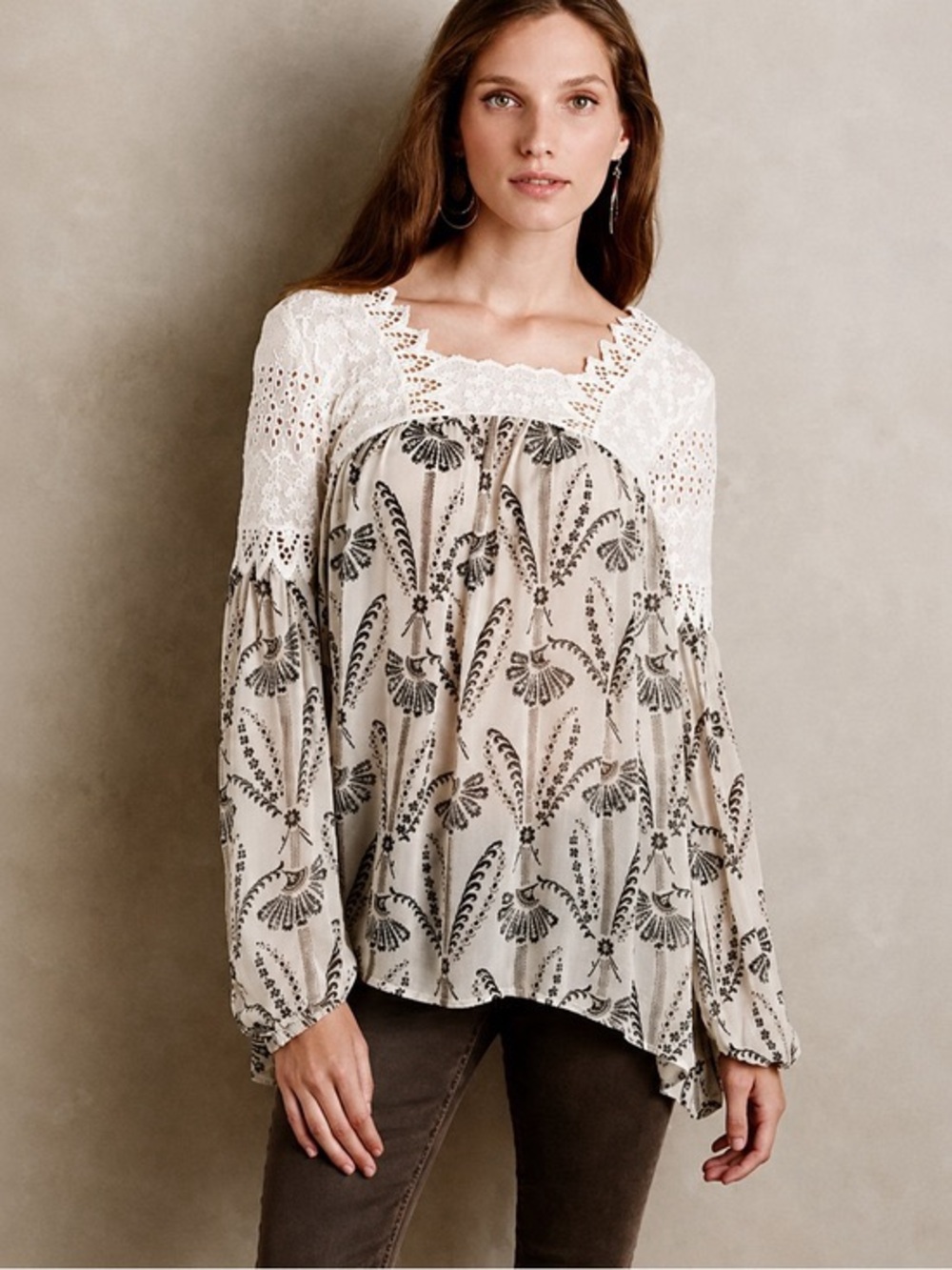 Anthropologie Floreat Cantata peasant blouse, eyelet detail, size 2